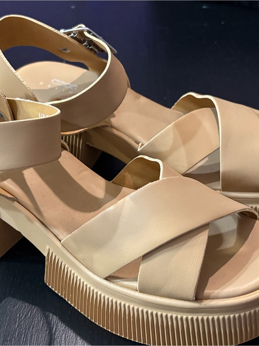 ASOS Womens Beige Platform Ankle-Strap Sandals size 10